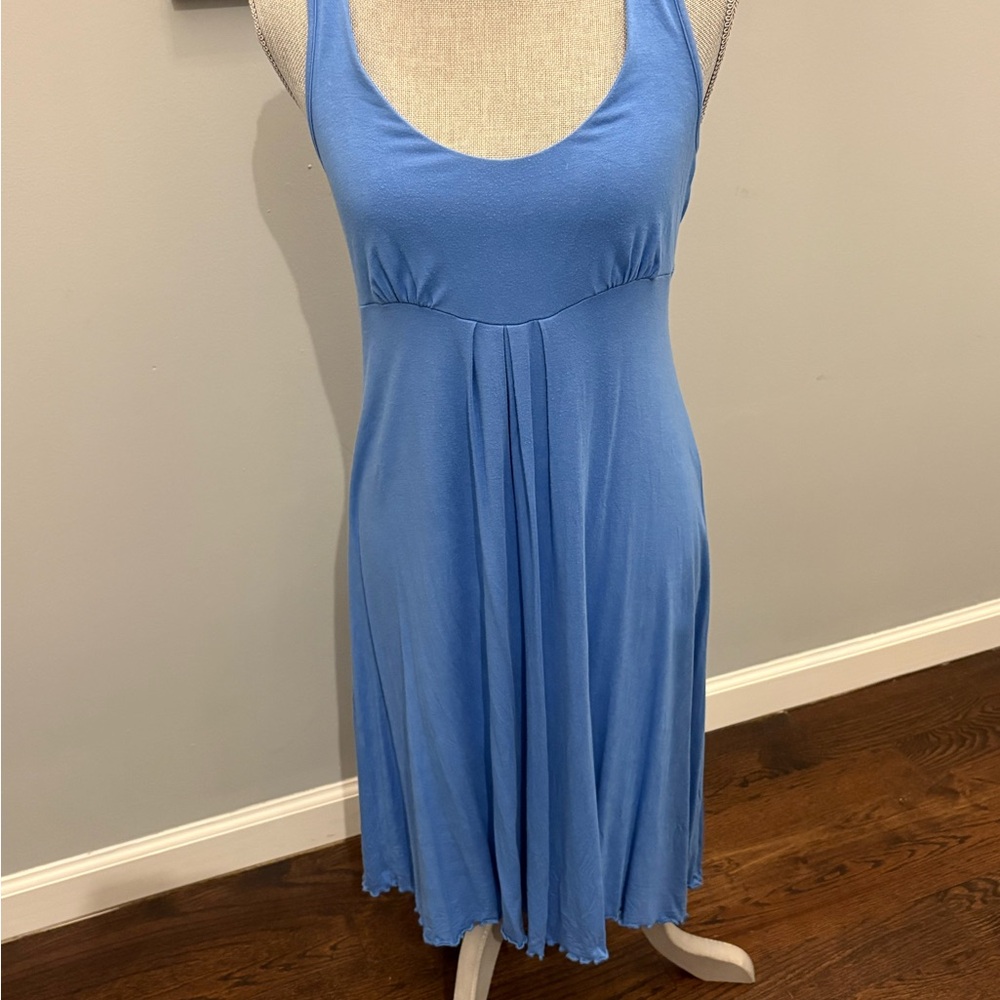 Casual Blue Sleeveless Scoop Neck Sundress